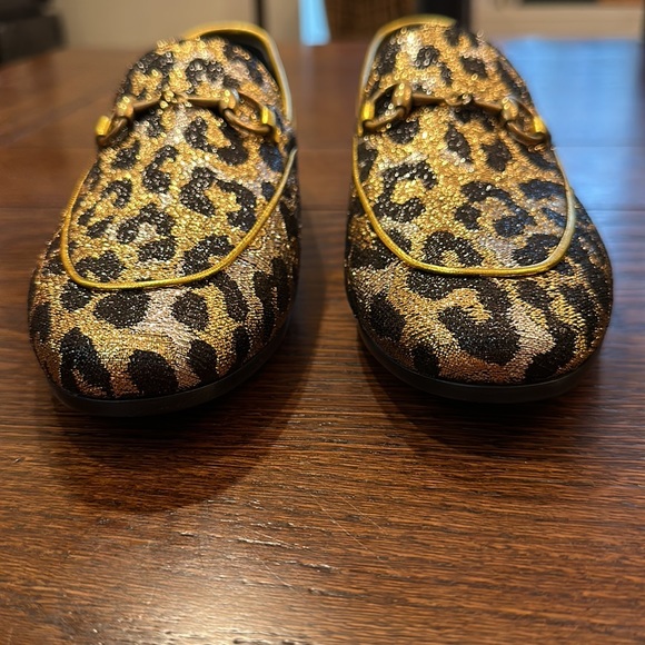 Gucci NWT Jordaan Horsebit Loafers with leopard print jacquard and gold hardware - Picture 7 of 12